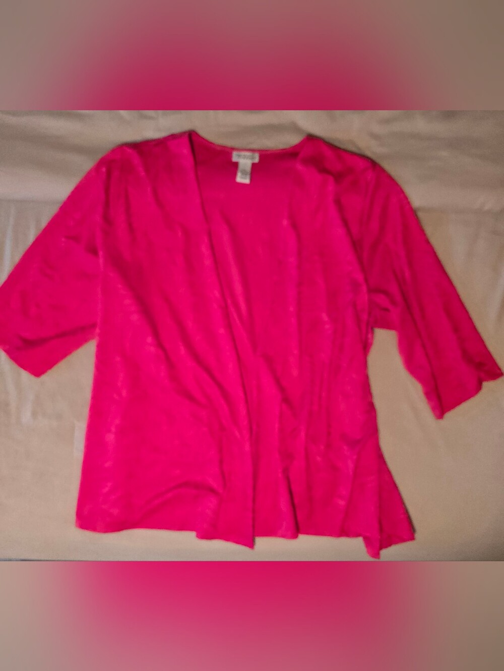 Maggie Barnes Catherines Fuchsia Pink Jacquard Open Cardigan 3X 26/28W Like New